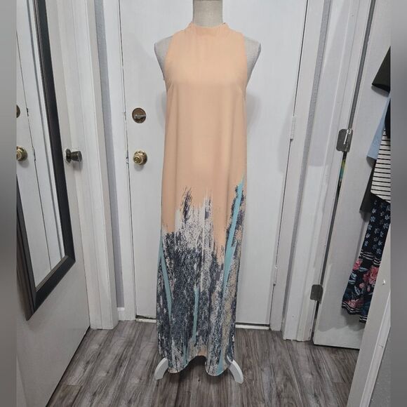 EVERLY MOCK NECK BORDER PRINT MAXI DRESS SIZE S - Picture 4 of 13